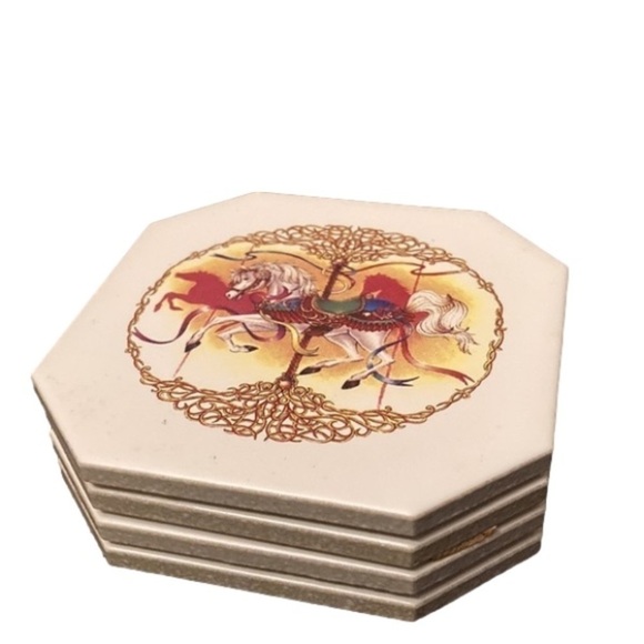 Ceramic Carousel Coasters - Set of 4 - Picture 1 of 11